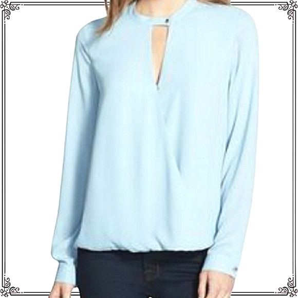 Vince Camuto Long Sleeve Keyhole Wrap Front Blouse Size Small - Picture 2 of 13